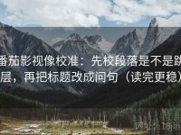 番茄影视像校准：先校段落是不是跳层，再把标题改成问句（读完更稳）